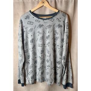 Harry Potter Wizarding World Pajama Top XL Gray Lounge Sleep Shirt
